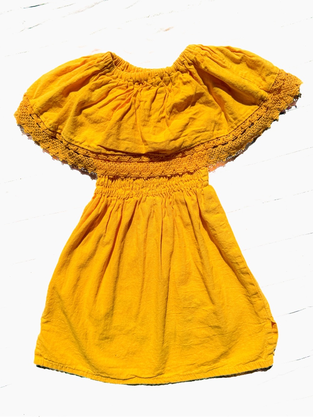 Traditional Peasant Campesino Mexican Dress 2t Yellow Vibrant Vintage Fiesta - Picture 5 of 6